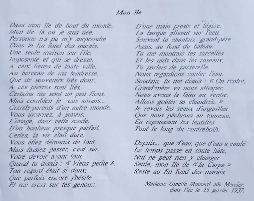 Poème de Ginette Moinard née Mercier